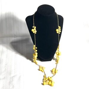 Sunny Lemon Yellow Bauble Bubble Bead Station Necklace Gold Tone Chain